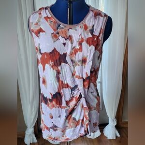 Vera Wang Floral Sleeveless Top - Pink and Red